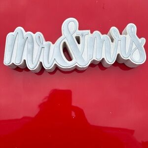 Mr. and Mrs. Wedding Silver and White Wedding Sign